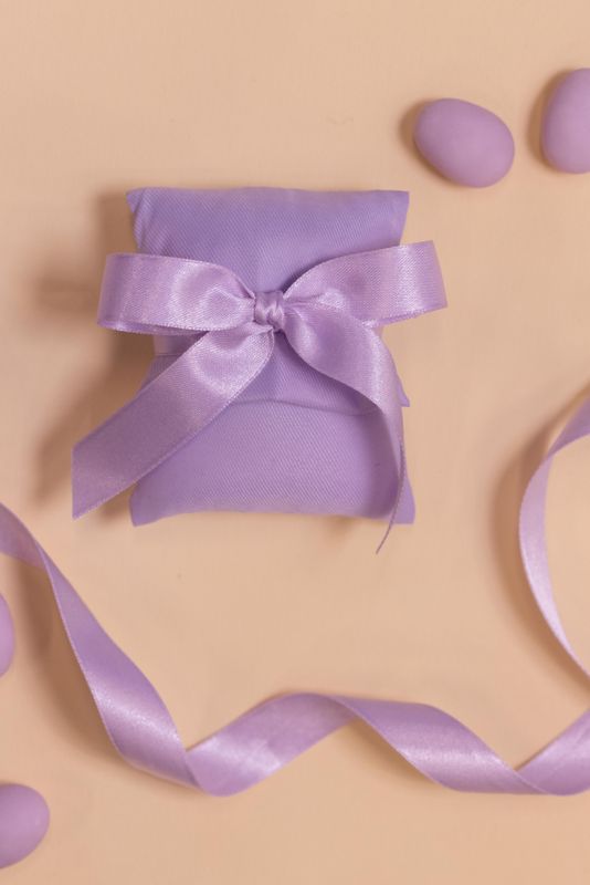 BUSTINA BOMBONIERA COTONE LILLA  ARTIGIANALE