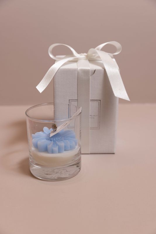 CANDELA ARTIGIANALE MARGHERITA AZZURRA
