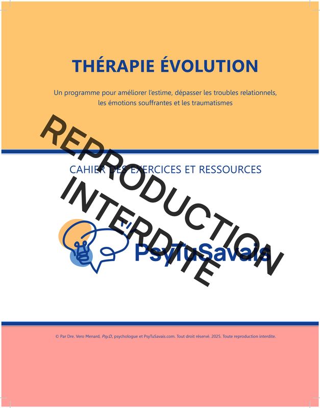 Thérapie Évolution - Cahier d&#39;exercice #1