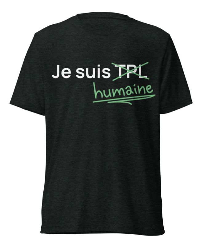 T-Shirt &quot;Je suis humaine&quot; - Col rond - Charcoal