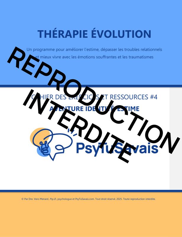 Thérapie Évolution - Cahier #4 - IDENTITÉ/ESTIME