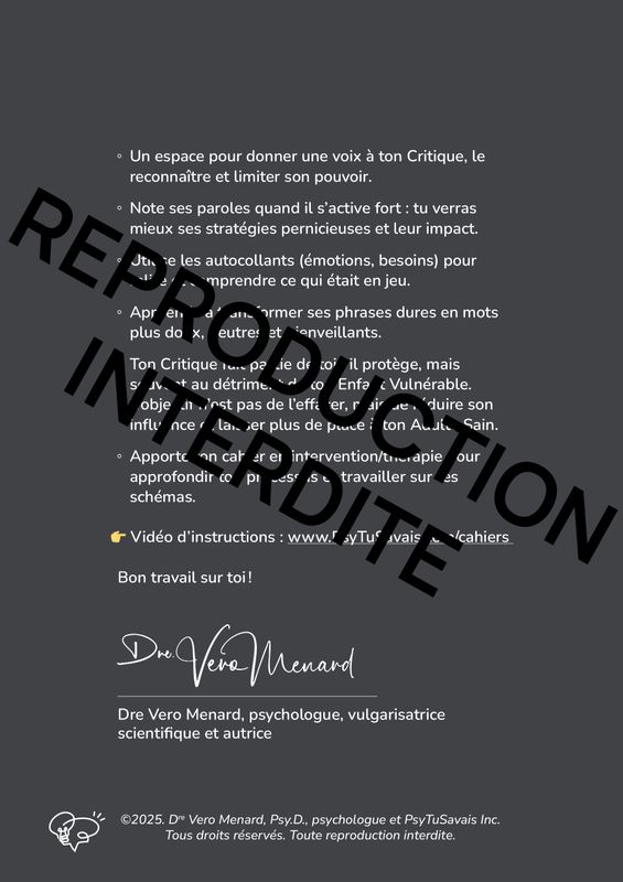 Cahier d'écriture - Cahier Critique - Féminin