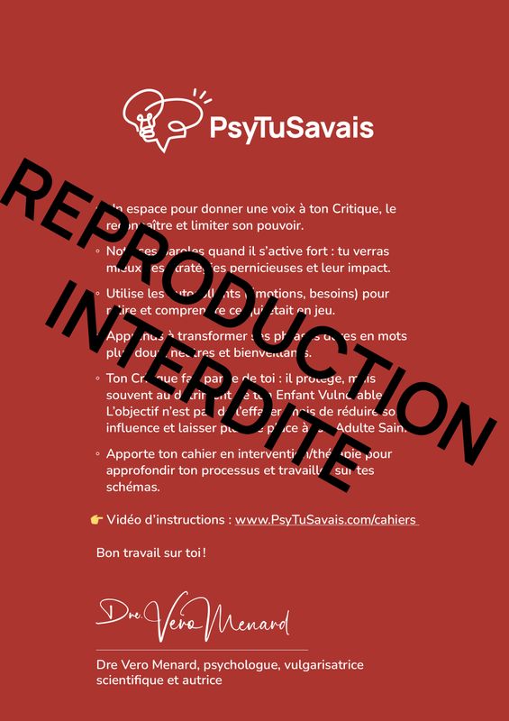 Cahier d'écriture - Cahier Critique - Rouge