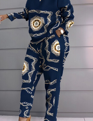 Chain Letter Print Pants Set