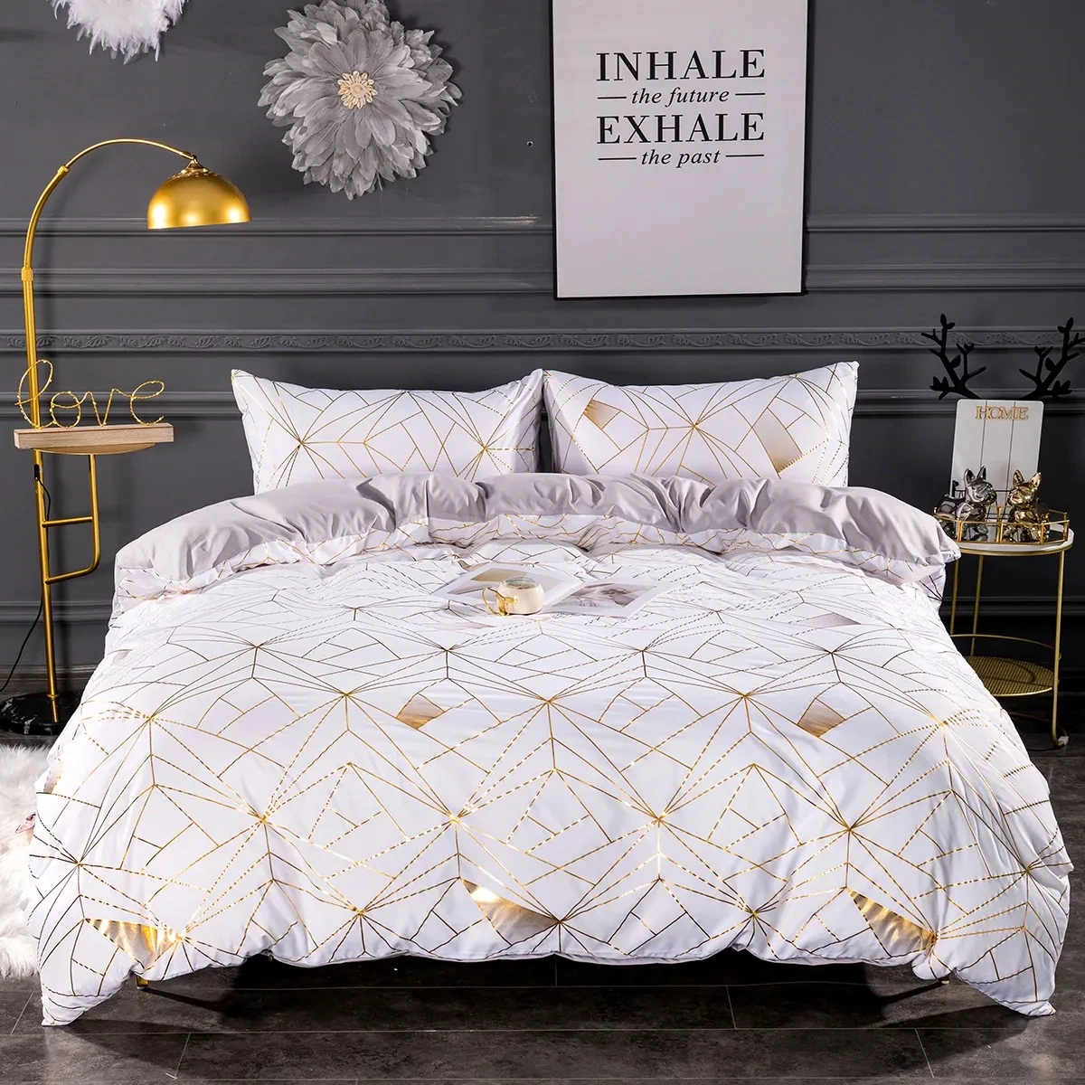 Geometric Bronzing 3 pcs Bedding Set