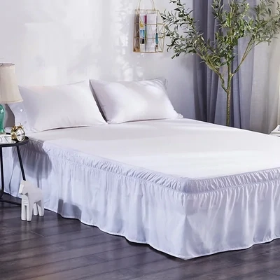 Bed Sheet Solid Color Bed Skirt Single Piece Bedskirt Elastic Bed Cover Ugly Skirt Edge White Dustproof Bed Cover