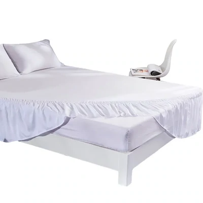 Bed Sheet Solid Color Bed Skirt Single Piece Bedskirt Elastic Bed Cover Ugly Skirt Edge White Dustproof Bed Cover
