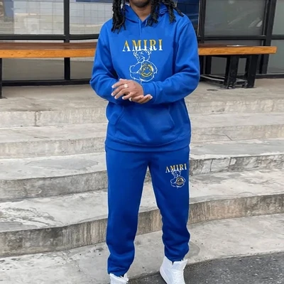 Men Spring Autumn Fashion Casual Commuter Letter Hoodies Pants Sets
