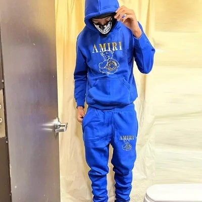 Men Spring Autumn Fashion Casual Commuter Letter Hoodies Pants Sets