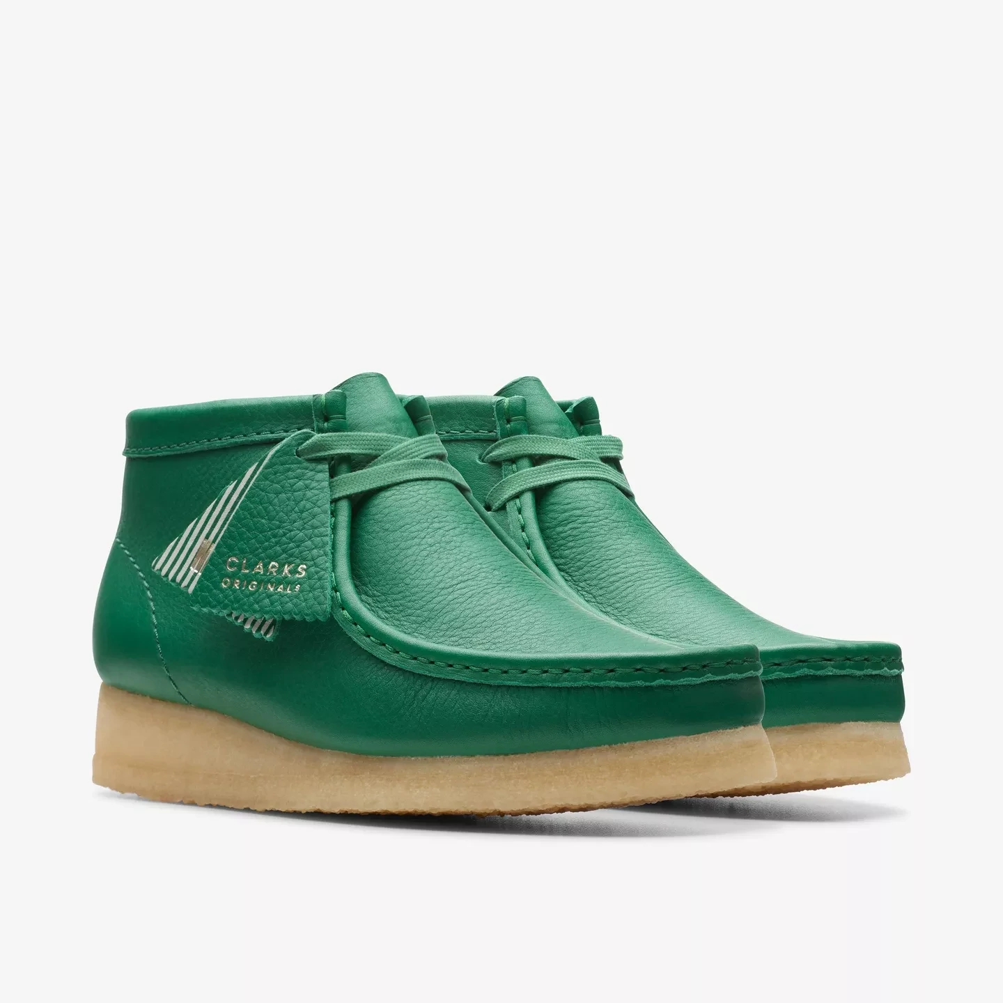 Cactus Green Leather Wallabee Clarks