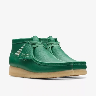 Cactus Green Leather Wallabee Clarks