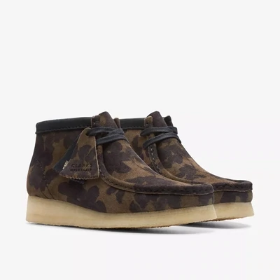Khaki Floral Wallabee Clarks