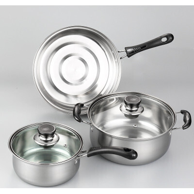 Stainless Steel Kitchenware Set Three-piece Pot Soup Pot Wok Kitchen Gift Gift Combo Set Pot
