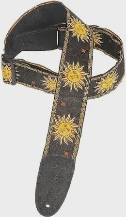 2&quot; Jacquard Black Sun God Polyester Guitar Strap