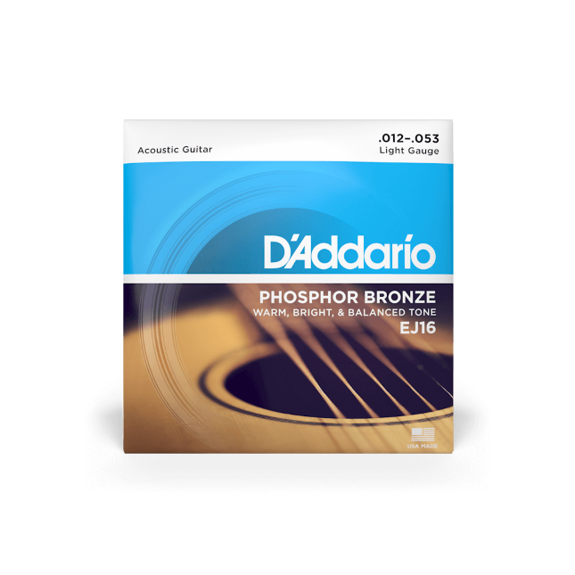 D&#39;Addario EJ16   12-53 Light, Phosphor Bronze Acoustic Guitar Strings