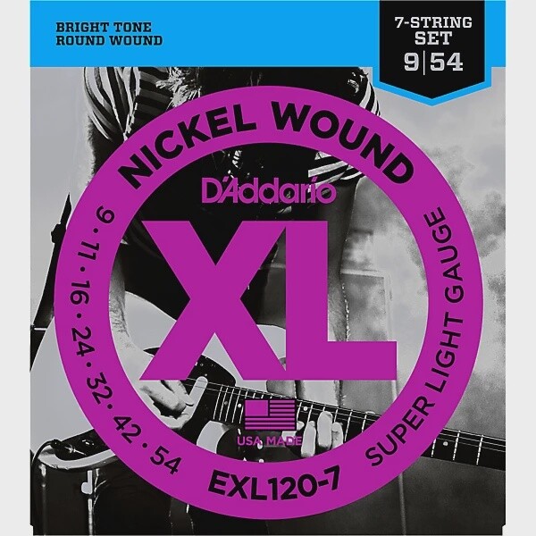 D&#39;Addario 09-54 Super Light 7-String, XL Nickel Electric Guitar Strings