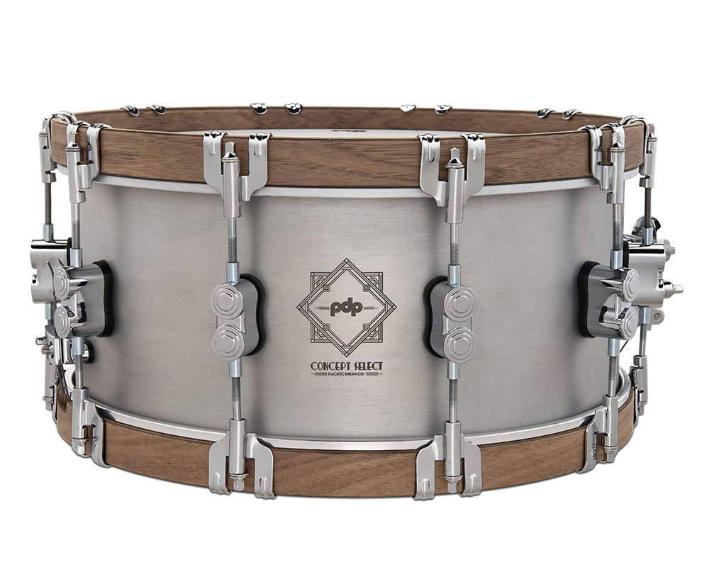 PDP Concept Select Aluminum 6.5x14 Snare w/ Walnut Hoops