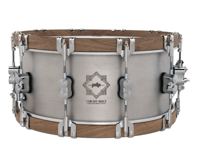 PDP Concept Select Aluminum 6.5x14 Snare w/ Walnut Hoops