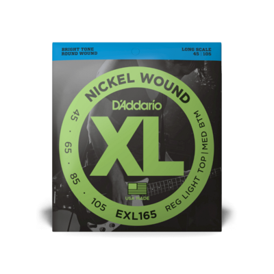 D&#39;Addario 45-105 Regular Light Top/Medium Bottom, Long Scale, XL Nickel Bass Strings