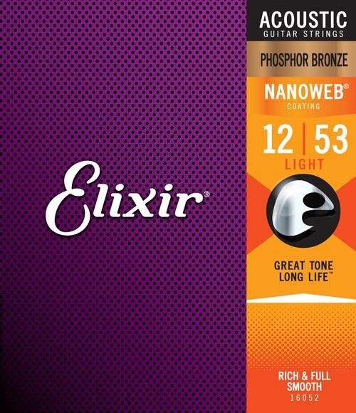 Elixir Phosphor Bronze Acoustic Guitar Strings w NANOWEB Coating, Size: Extra Light