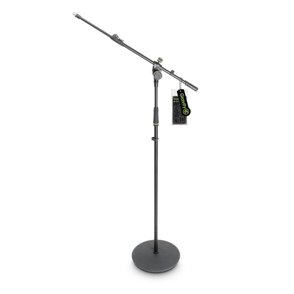MS 2322 B Microphone Stand with Round Base and 2-Point Adjustment Telescoping Boom, Long