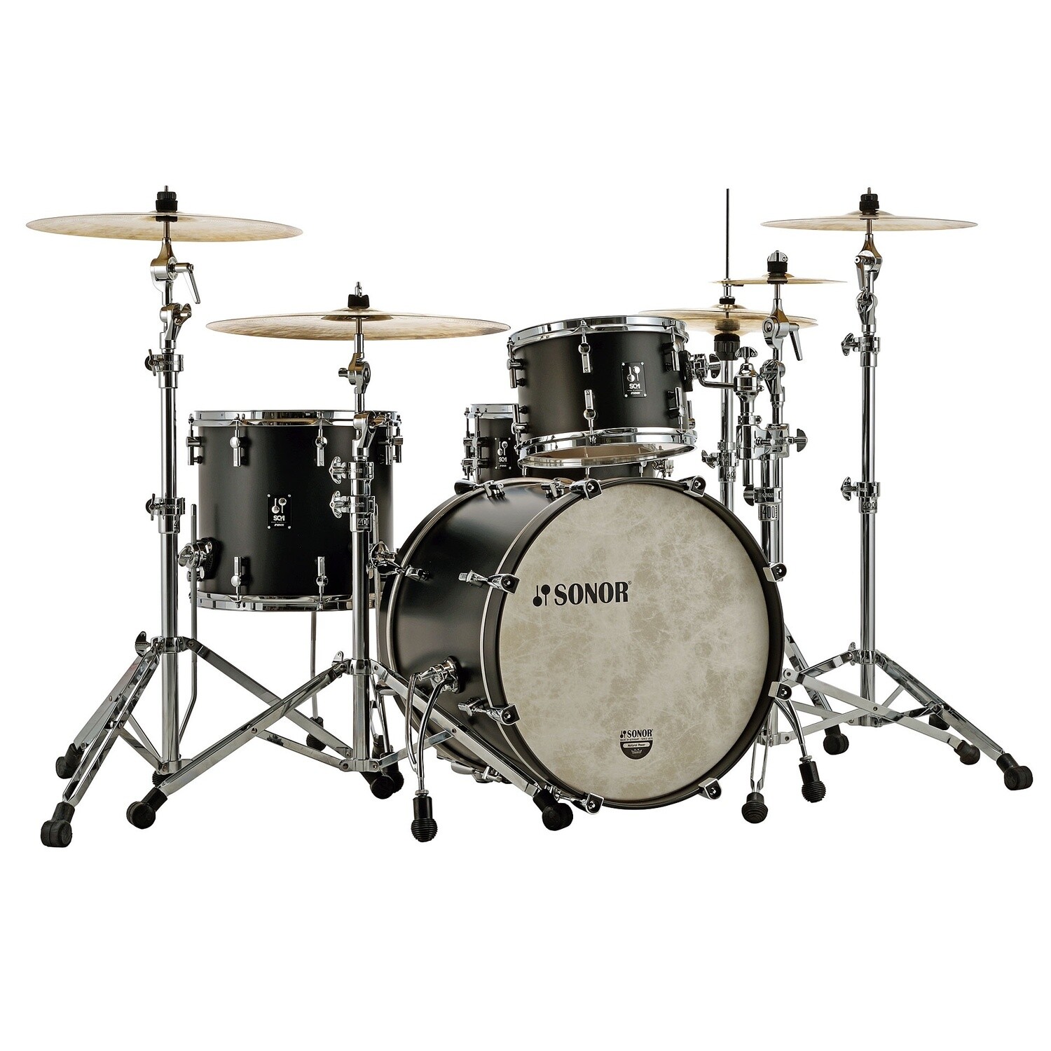 Sonor SQ1 3 Piece Shell Pack w/ 22&quot; Bass Drum, Colour: GT Black