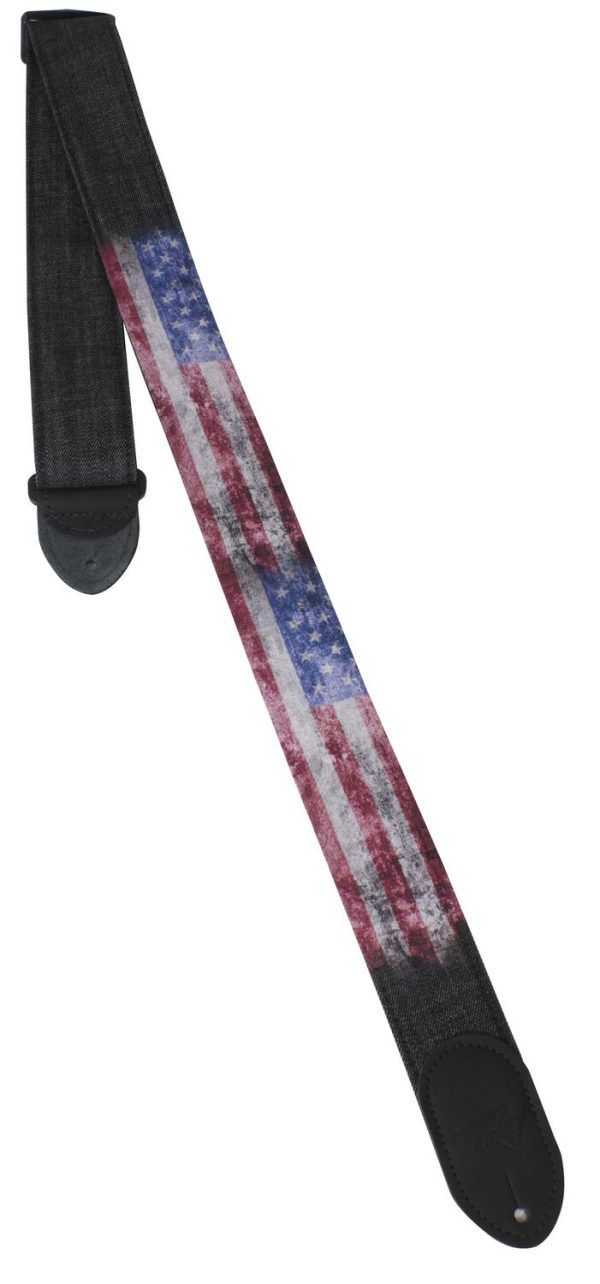 Denim 2&quot; Guitar Strap - American Flag