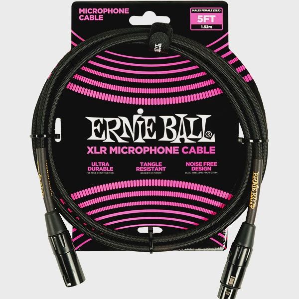 Ernie Ball Braided XLR Microphone Cable 5 ft. Black