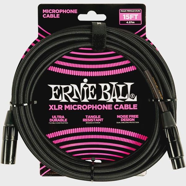 Ernie Ball Braided XLR Microphone Cable 15 ft. Black