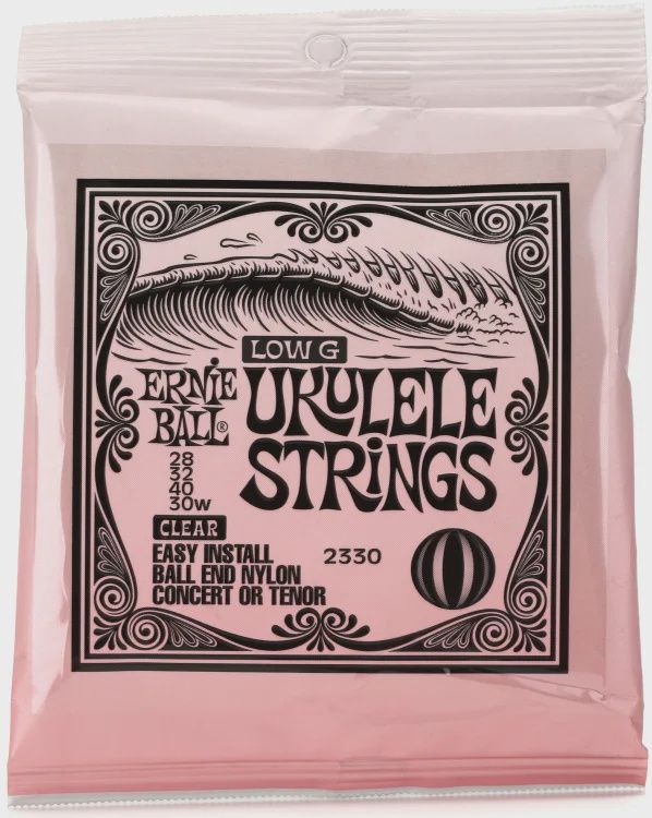 Ernie Ball 2330 Low G Ukulele Strings for Concert/Tenor - Clear Nylon, Ball End