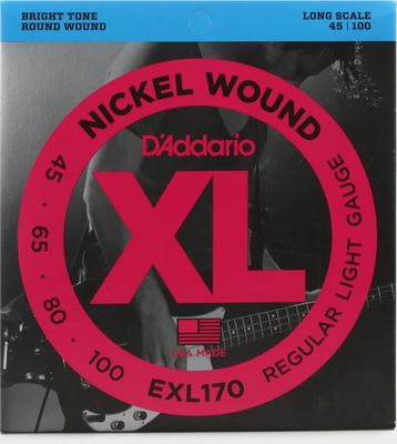 D&#39;Addario EXL170 Nickel Wound Bass Guitar Strings - .045-.100 Regular Light Long Scale