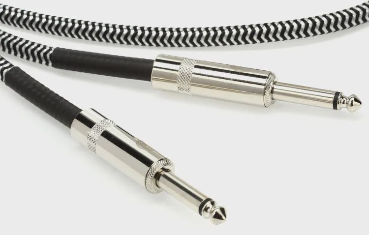 D&#39;Addario PW-BG-15BG Braided Straight to Straight Instrument Cable - 15 foot Grey