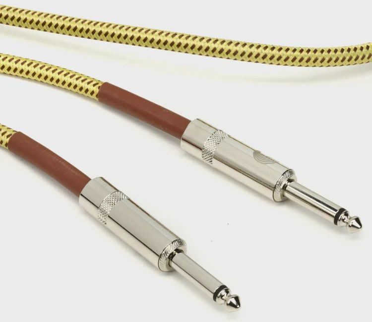 D&#39;Addario PW-BG-15TW Braided Straight to Straight Instrument Cable - 15 foot Tweed