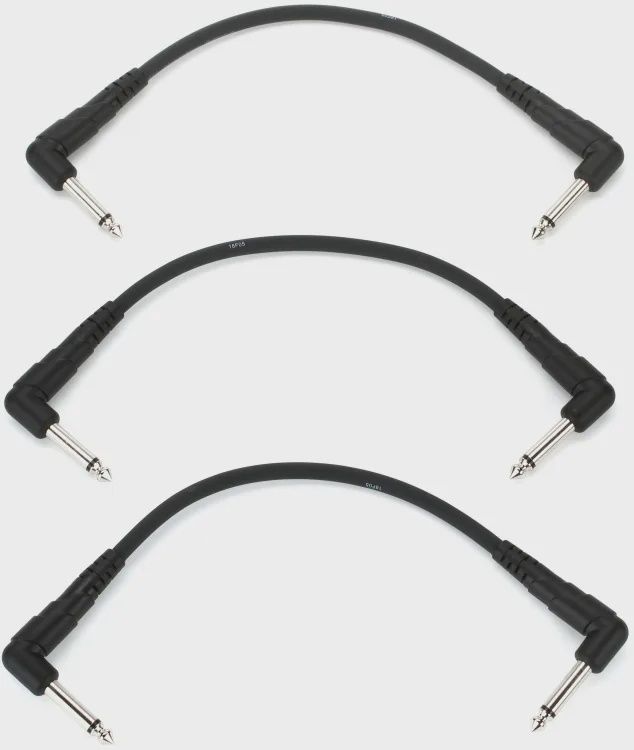 D&#39;Addario PW-CGTP-305 Classic Series Pedalboard Patch Cable - Right Angle to Right Angle - 6 inch (3-pack)