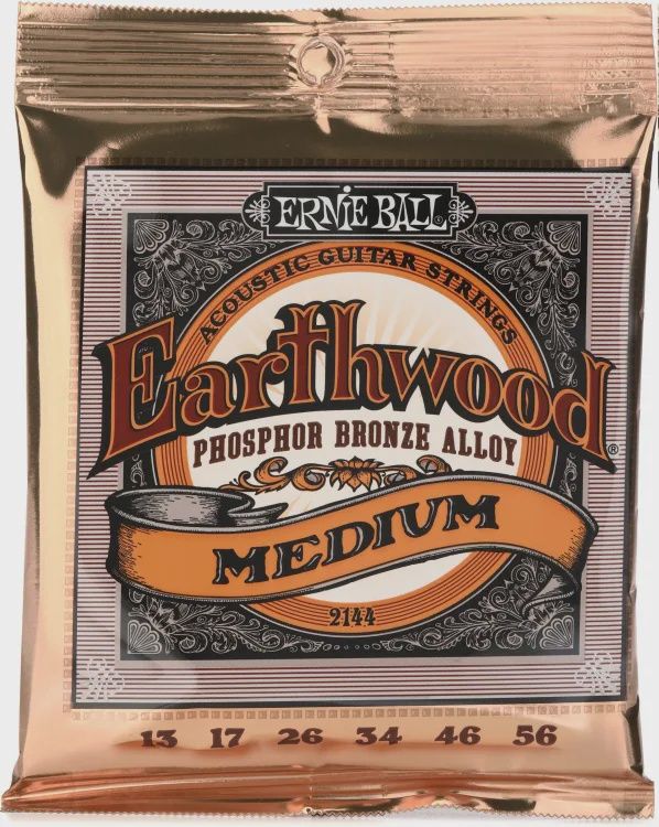 Ernie Ball 2144 Earthwood Phosphor Bronze Acoustic Guitar Strings - .013-.056 Medium