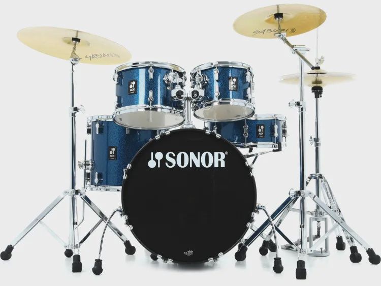 Sonor AQX Studio 5-piece Complete Drum Set - Blue Ocean Sparkle
