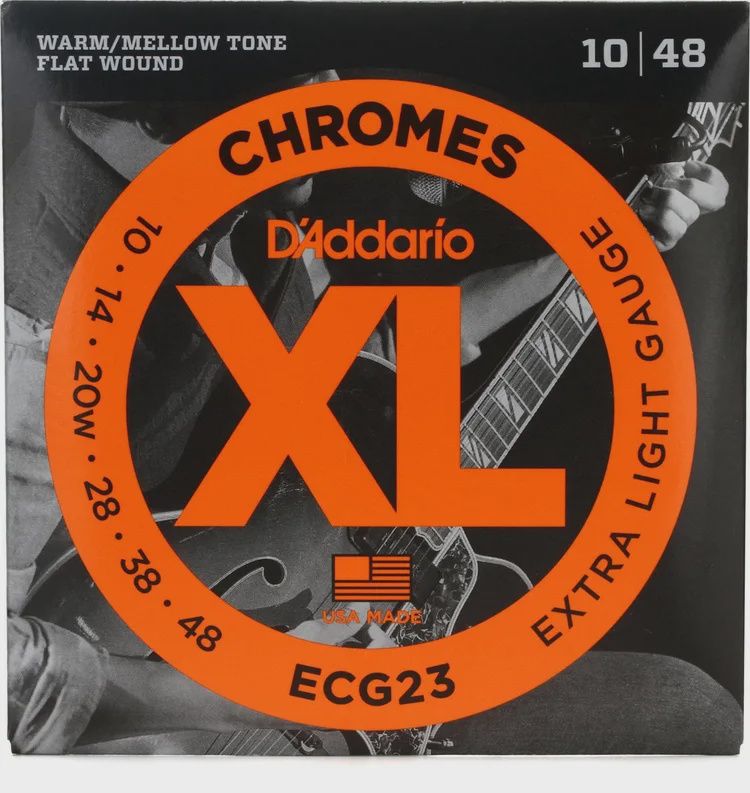D'Addario XL Chromes Flatwound Electric Guitar Strings - .010-.048 Extra Light