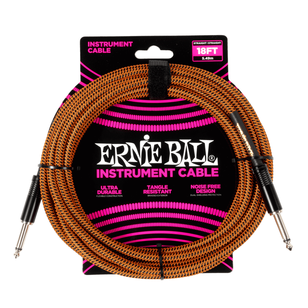Braided Instrument Cable Straight/Straight 18ft - Pumpkin Pie