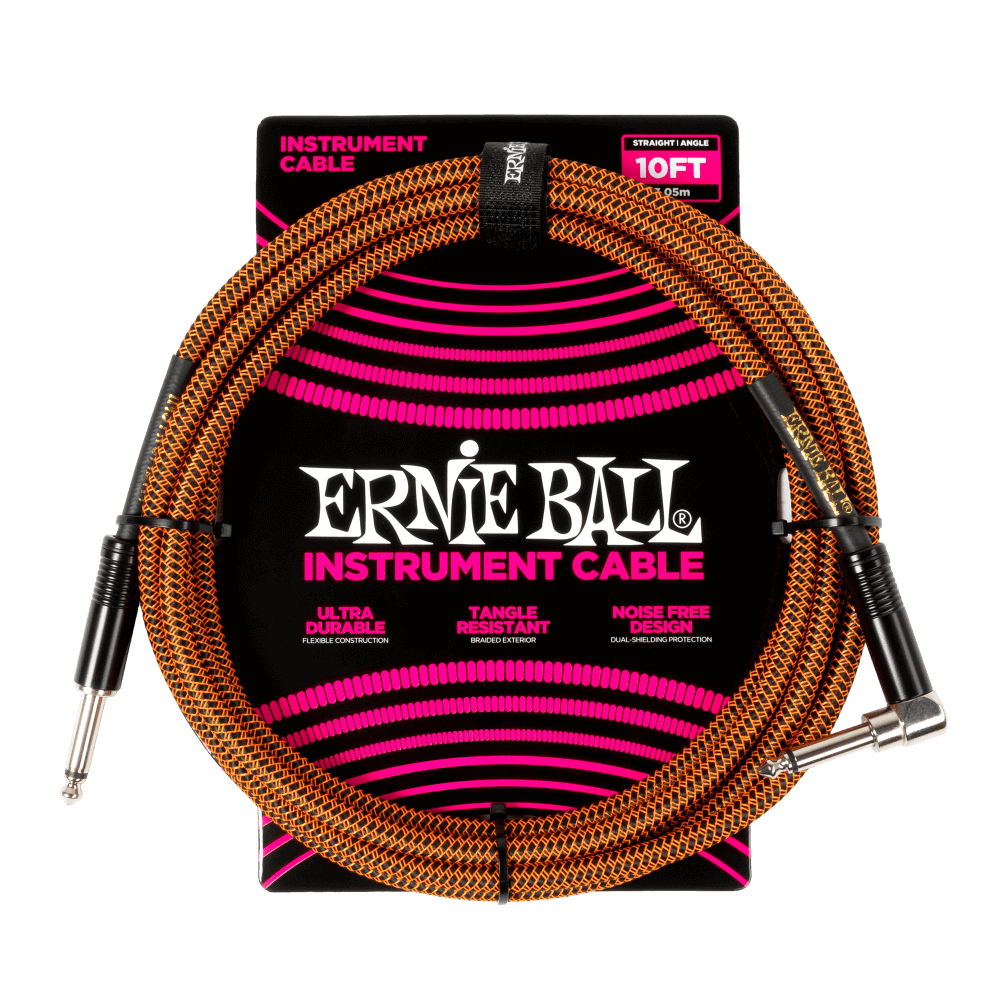 Braided Instrument Cable Straight/Angle 10ft - Pumpkin Pie