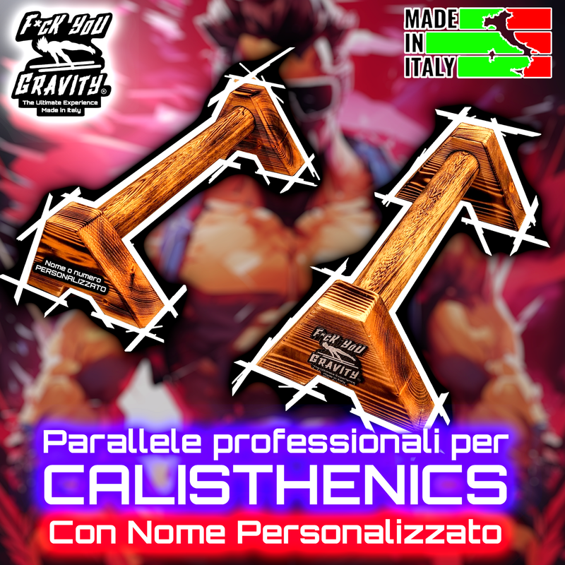 Parallele Calisthenics in Legno Shou Shi Ban - Con Nome Personalizzato