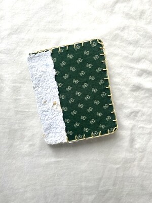 Handmade Journal, 4.5" x 5.5", Canvas Cover, Hand Pressed Paper