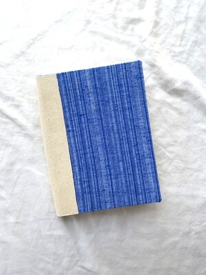 Handmade Journal, 5.5" x 7.5", Hardcover, Envelope Pages, Blue Pin Striped