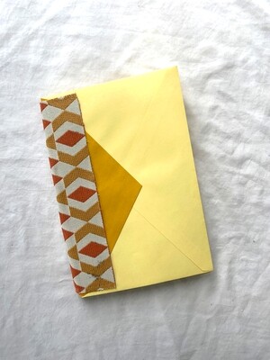 Handmade Journal, 5.5" x 8.5", Paperback, Envelope Pages, Yellow and Orange