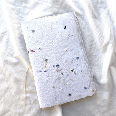 Handmade Journal, 8.5" x 5.5", Paperback, Hand Pressed Paper, Off-White Cover, Off-White Pages
