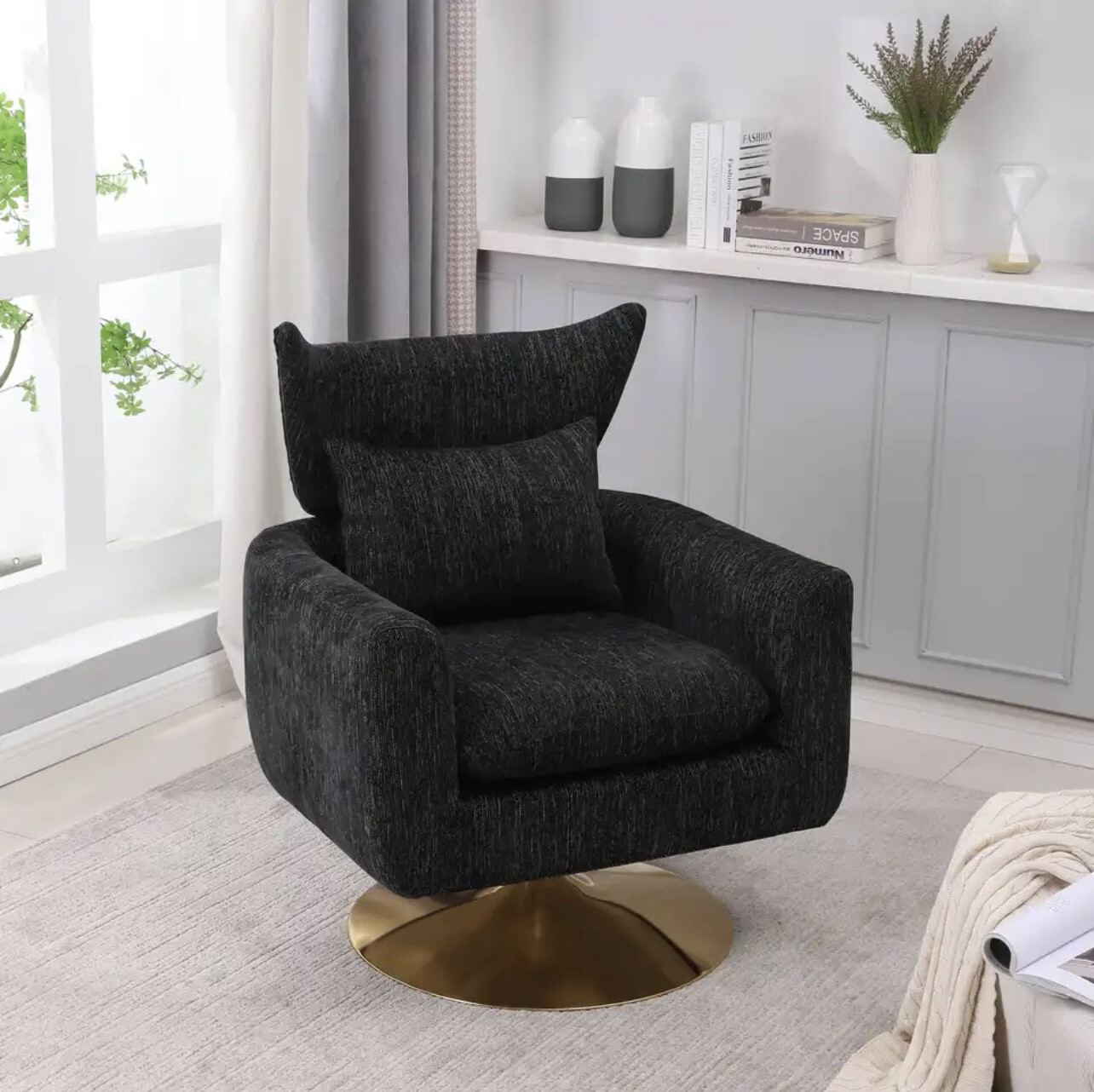 Modern Upholstered Living Room Accent Chair In Cream