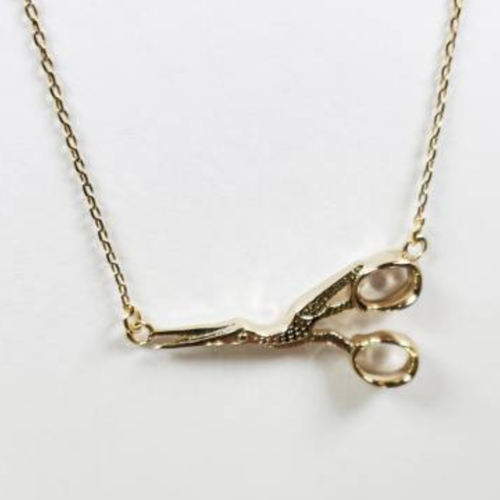 Stork Scissor Necklace Gold