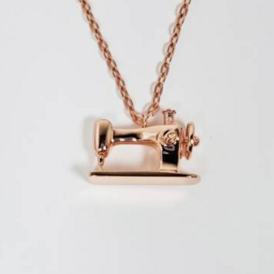 Sewing Machine Pendant Necklace Rose Gold