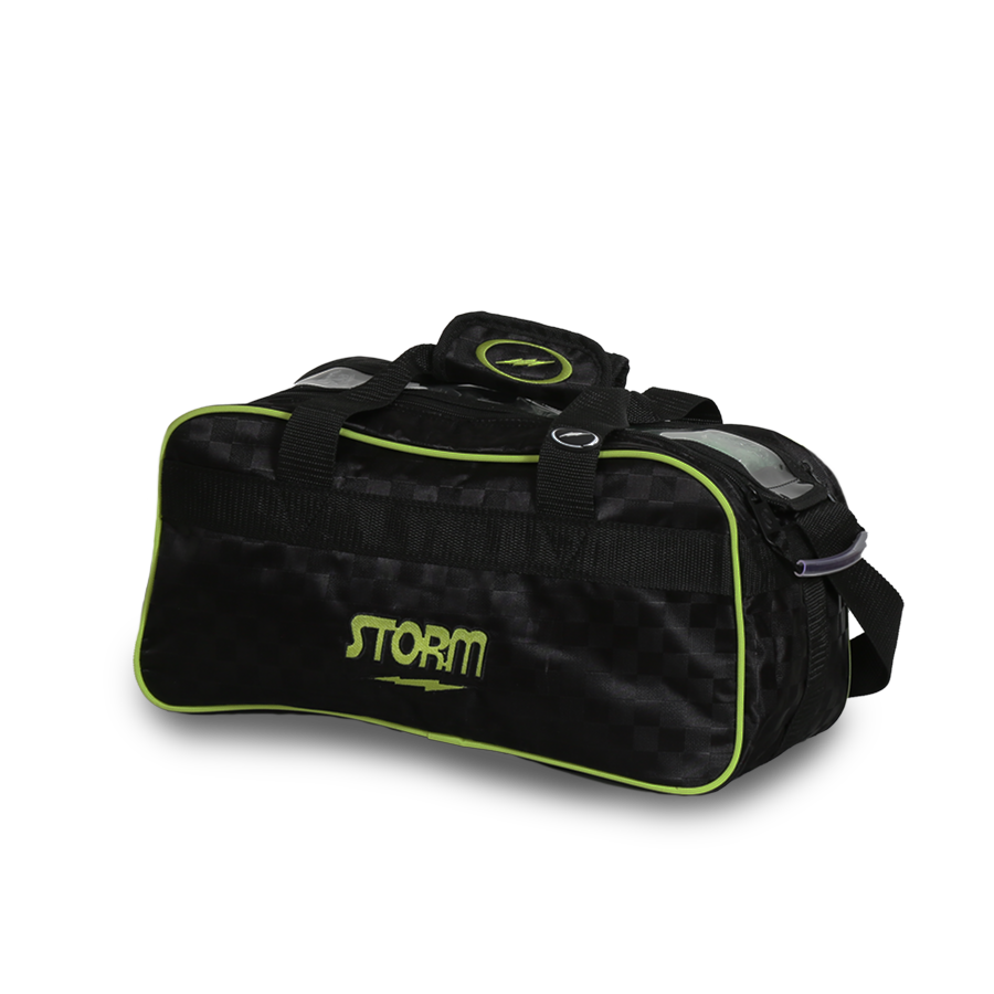 STORM 2 BALL TOTE CHECKERED, Color: Black/Lime, Type: 2 Ball Tote