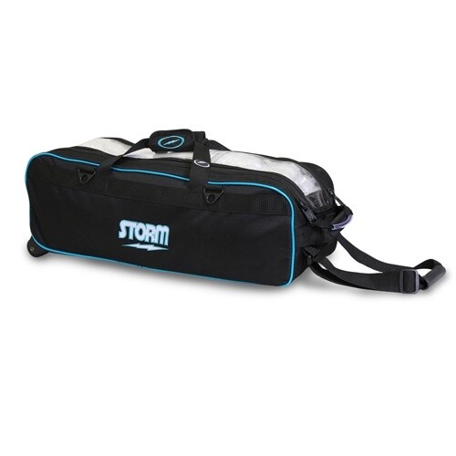 TOURNAMENT 3-BALL TOTE  BAG (NO SHOE STORAGE), Color: Black/Blue, Type: 3 Ball Roller Tote