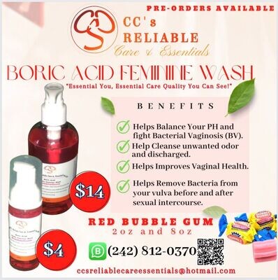 Boric Acid Wash Red Bubblegum/Cotton Candy